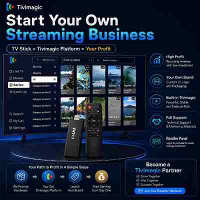 Buy TVR3 Android 15 TV Stick With Tivimagic IPTV Player Reseller Panel OEM Wholesale online manufacture