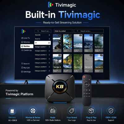 Buy Wholesale K8 Smart Tv Box With Built-in Tivimagic Streaming Player 8+128gb online manufacture